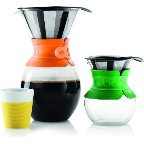  Bodum Pour Over Coffee Maker with Permanent Filter, 1 Liter, 34 Ounce, Black Band