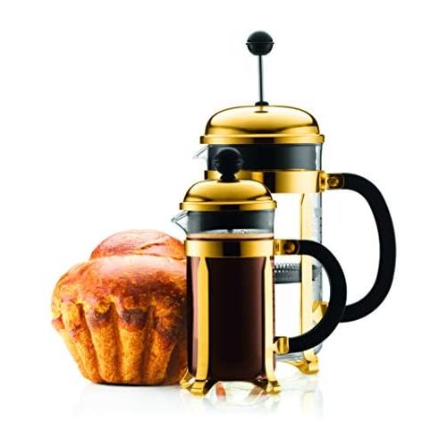  [아마존베스트]Bodum Chambord Coffee Maker 8 Cups with Metal Frame, Stainless Steel, Gold, 24 x 50 x 27.2 cm