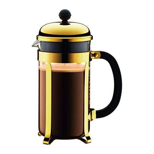  [아마존베스트]Bodum Chambord Coffee Maker 8 Cups with Metal Frame, Stainless Steel, Gold, 24 x 50 x 27.2 cm