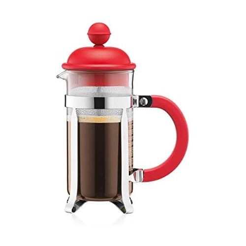  [아마존베스트]BODUM 0.35 Litre 12 oz 3-Cup Stainless Steel Frame Caffettiera Coffee Maker, Red