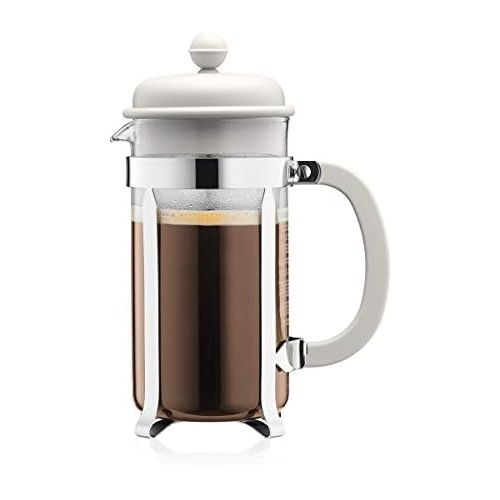  [아마존베스트]BODUM 1 Litre 34 oz 8-Cup Stainless Steel Frame Caffettiera Coffee Maker, White