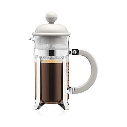  [아마존베스트]BODUM 0.35 Litre 12 oz 3-Cup Stainless Steel Frame Caffettiera Coffee Maker, White