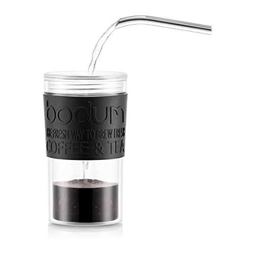  [아마존베스트]Bodum 11102-01S Travel Press Coffee Maker, Plastic, Black/Transparent, 8.9 cm