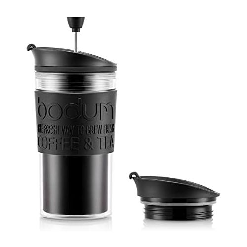  [아마존베스트]Bodum 11102-01S Travel Press Coffee Maker, Plastic, Black/Transparent, 8.9 cm