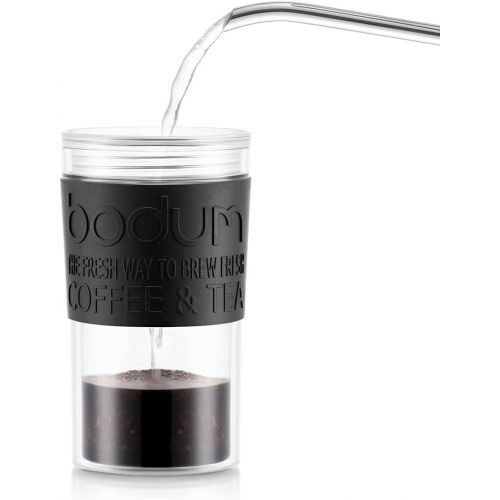  [아마존베스트]Bodum 11102-01S Travel Press Coffee Maker, Plastic, Black/Transparent, 8.9 cm