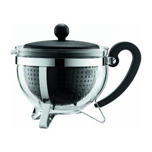  [아마존베스트]Bodum 1.0 Litre Chambord Teapot with Coloured Plastic Filter, Black