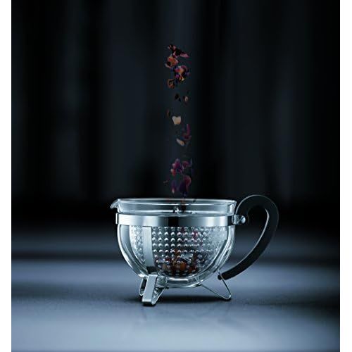  [아마존베스트]Bodum 1.0 Litre Chambord Teapot with Coloured Plastic Filter, Black