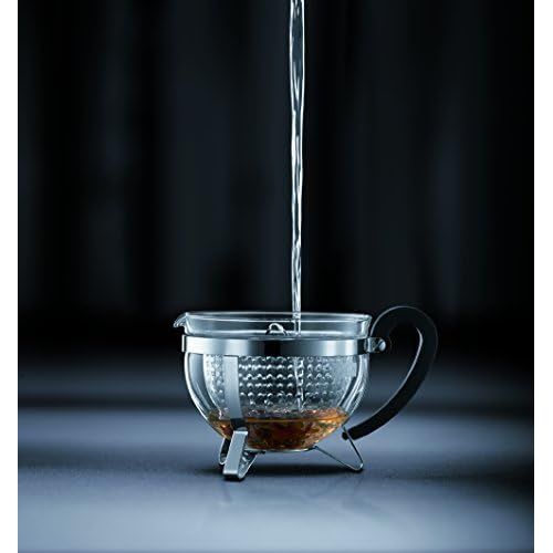 [아마존베스트]Bodum 1.0 Litre Chambord Teapot with Coloured Plastic Filter, Black