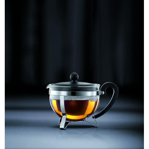  [아마존베스트]Bodum 1.0 Litre Chambord Teapot with Coloured Plastic Filter, Black