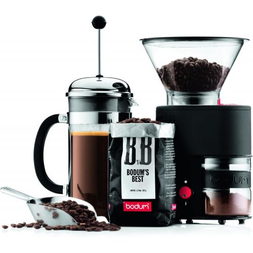  Bodum 10903-70US-1 Bistro Burr Coffee Grinder, Electronic Coffee Grinder with Continuously Adjustable Grind, Die-Cast Aluminum, Brushed Silver, Chrome