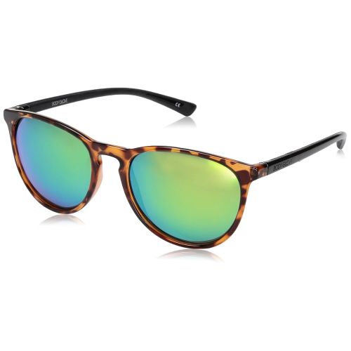  Body+Glove Body Glove Cloudbreak Green Mirror Polarized Round Sunglasses, Shiny Dark Brown, 55 mm