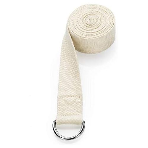  [아마존베스트]Body & Mind Yoga Strap Natural Cotton  Yoga Belt Strap with D-Ring Closure 250 x 3.8 cm