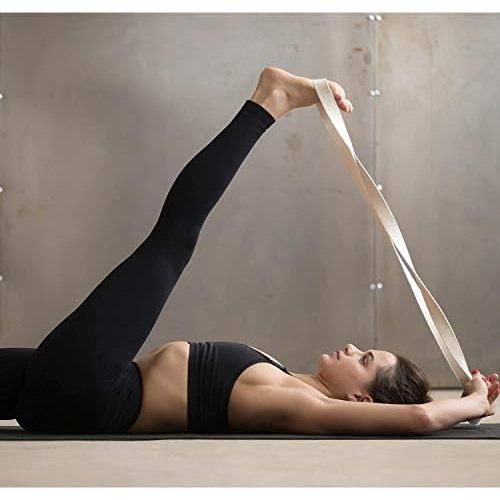 [아마존베스트]Body & Mind Yoga Strap Natural Cotton  Yoga Belt Strap with D-Ring Closure 250 x 3.8 cm