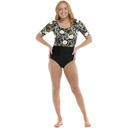  Body Glove Women's Standard Short Sleeve Paddle One Piece Swimsuit with UPF 50