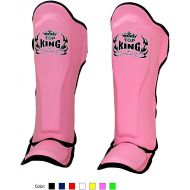 KINGTOP Top King Muay Thai Shin Pads TKSGP GL Shin Guards Pro Genuine Leather - Black White Red Blue Green Pink size: S M L XL, Shin Protection for Muay Thai Kick Boxing MMA K1 (Black wye