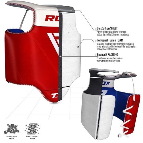  RDX TKD Chest Guard Boxing MMA Body Protector WTF Reversible Martial Arts Taekwondo Rib Shield Armour Training Kickboxing Target