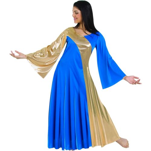  Body Wrappers 592  592XX Womens Praise Dance Metallic Asymmetrical Bell Seeve Dress