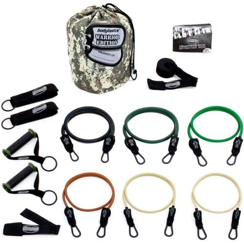  Bodylastics Patented Anti-SNAP Combat Ready Warrior Edition Resistance Band Sets Come with 6 or 8 Exercise Tubes, Heavy Duty Components, a Small Anywhere Anchor, a Bag and a User B