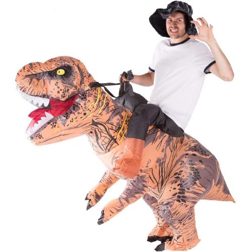  할로윈 용품Bodysocks Fancy Dress Premium Jurassic T Rex Dinosaur Ride Inflatable Costume for Adults (One Size)