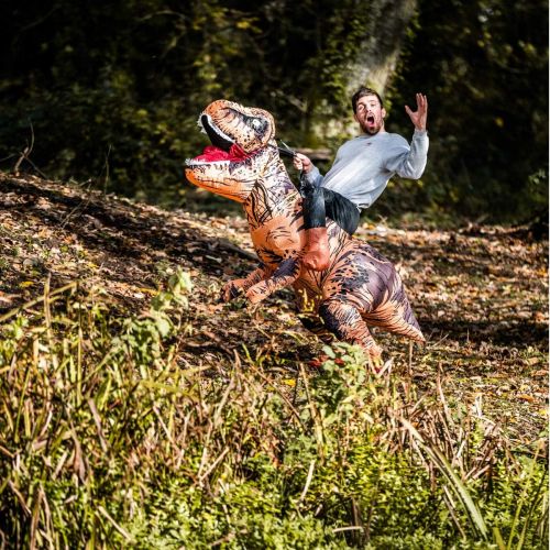  할로윈 용품Bodysocks Fancy Dress Premium Jurassic T Rex Dinosaur Ride Inflatable Costume for Adults (One Size)