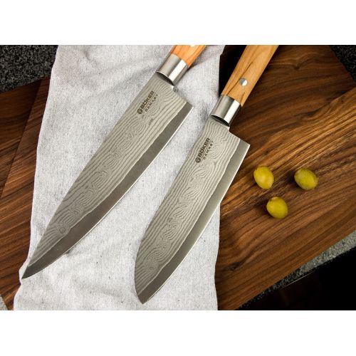  Boeker Messer Damast Olive Koch Gross, 130441DAM