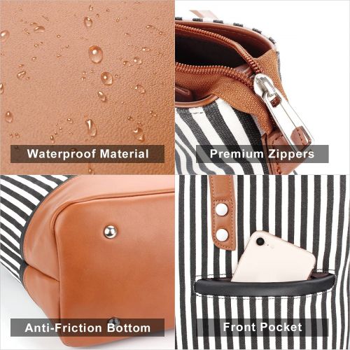  [아마존베스트]Boetru Laptop Tote Bag for Women large Canvas Shoulder Bag Waterproof Fashion Handbags Womens Work Tote Bag Fits 15.6 inch Laptop (Brown)