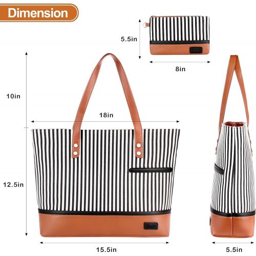  [아마존베스트]Boetru Laptop Tote Bag for Women large Canvas Shoulder Bag Waterproof Fashion Handbags Womens Work Tote Bag Fits 15.6 inch Laptop (Brown)