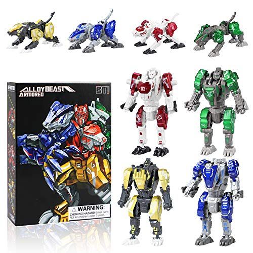  [아마존베스트]Bogeer [ New Pack ] Transform Robot Kids Toys, 4 Pcs Mini Robot Toys, Transformation Alloys Robot, Double Morphological Transformations Robot Toys for Kids Children 3+ Years