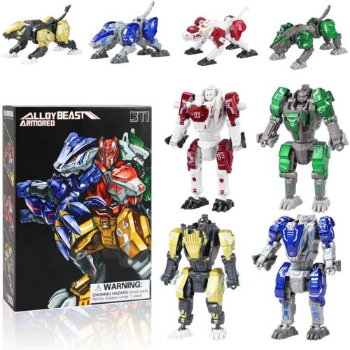  [아마존베스트]Bogeer [ New Pack ] Transform Robot Kids Toys, 4 Pcs Mini Robot Toys, Transformation Alloys Robot, Double Morphological Transformations Robot Toys for Kids Children 3+ Years