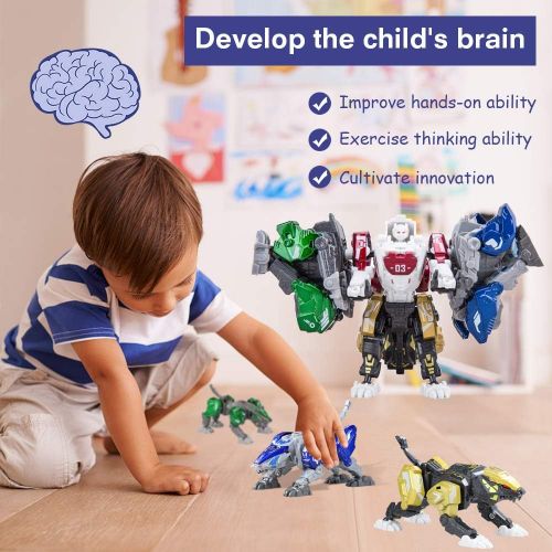  [아마존베스트]Bogeer [ New Pack ] Transform Robot Kids Toys, 4 Pcs Mini Robot Toys, Transformation Alloys Robot, Double Morphological Transformations Robot Toys for Kids Children 3+ Years