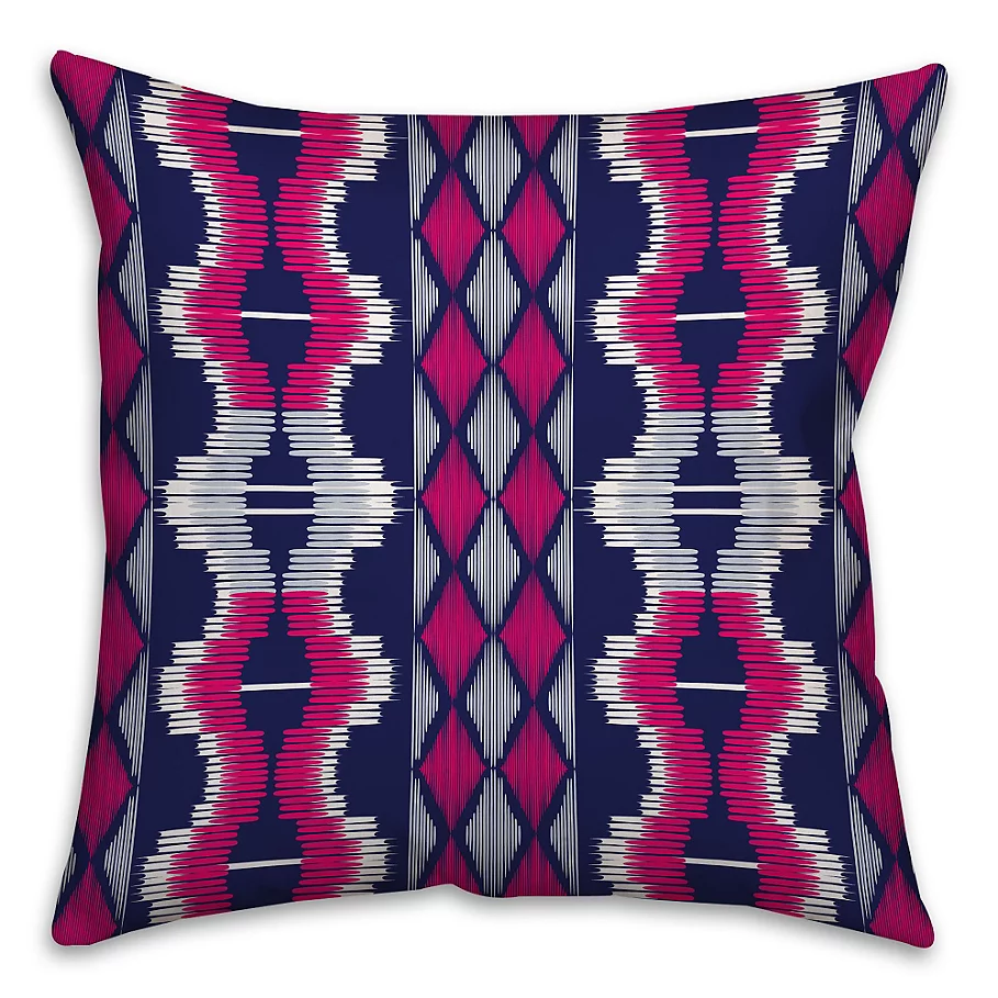 Boho Tribal Square Throw Pillow in PurplePink