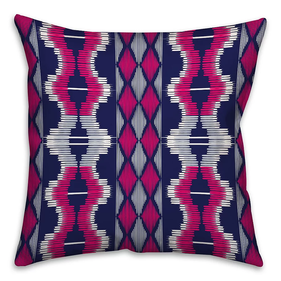  Boho Tribal Square Throw Pillow in PurplePink