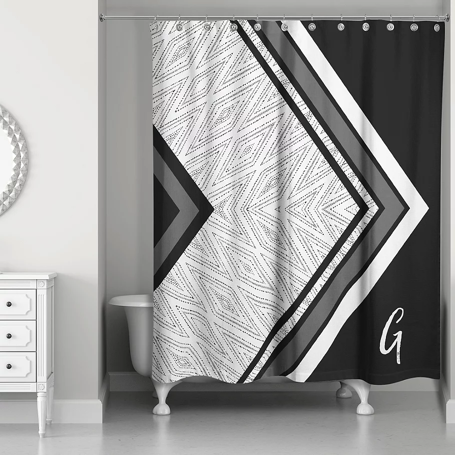  Boho Tribal Custom Shower Curtain in BlackGreyWhite