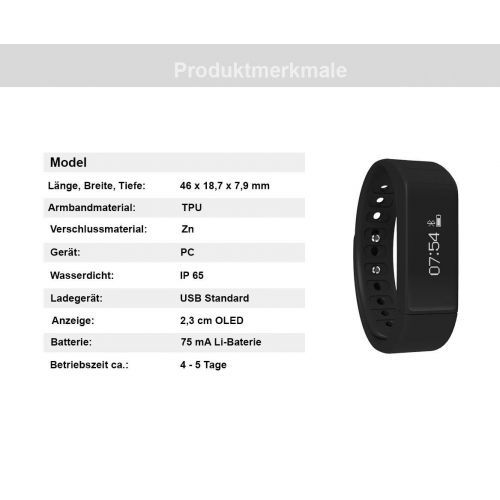  Boje Sport Fitnessarmband, Aktivitatstracker, iwown i5 Plus P65 , Smart Barcelet, Fitness Tracker / Bluetooth Sport Smart Armband Schlaf fuer IOS 7.0 und hoeher, Android 4.3 und hoeher, Bluetoot