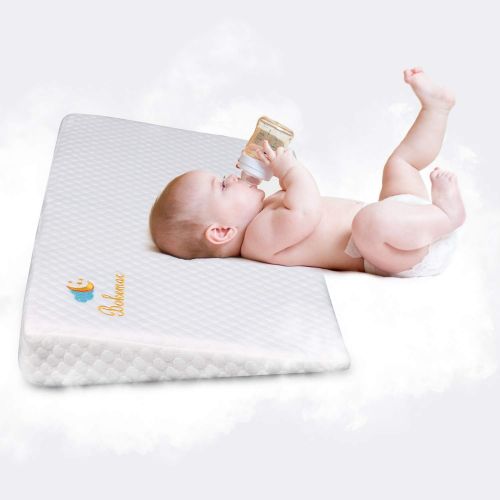  Bokemar Universal Crib Wedge Pillow for Baby Crib Mattress | Acid Reflux |Premium Baby Sleeping Wedge Pillow with Washable & Waterproof Cover,Foldable 12-Degree Incline