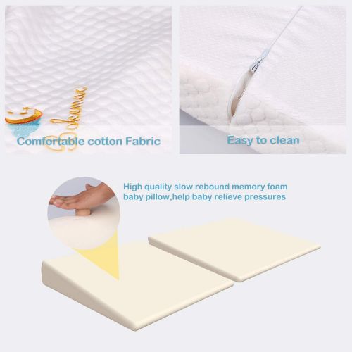  Bokemar Universal Crib Wedge Pillow for Baby Crib Mattress | Acid Reflux |Premium Baby Sleeping Wedge Pillow with Washable & Waterproof Cover,Foldable 12-Degree Incline