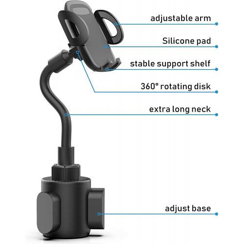  [아마존베스트]bokilino Car Cup Holder Phone Mount, Universal Adjustable Gooseneck Cup Holder Cradle Car Mount for Cell Phone iPhone 11 Pro/11 Pro Max/11/X/Xs/Xs Max/8/8Plus,Samsung,Huawei,LG, So