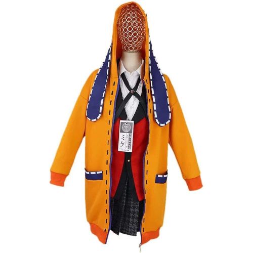  할로윈 용품Boknait Mk Yumeko Jabami Cosplay Costume Yomotsuki Runa Orange Rabbit Long Coat& Wig Girl Cute Hoodie Jacket