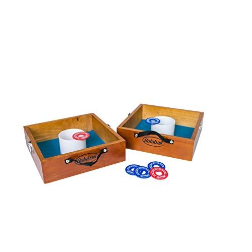  Bolaball Outdoor Washer Toss Yard Game Set Yard Games for Adults and Family Outside Backyard Lawn Game Comes with 8 Washers and 2 Solid Wood Targets