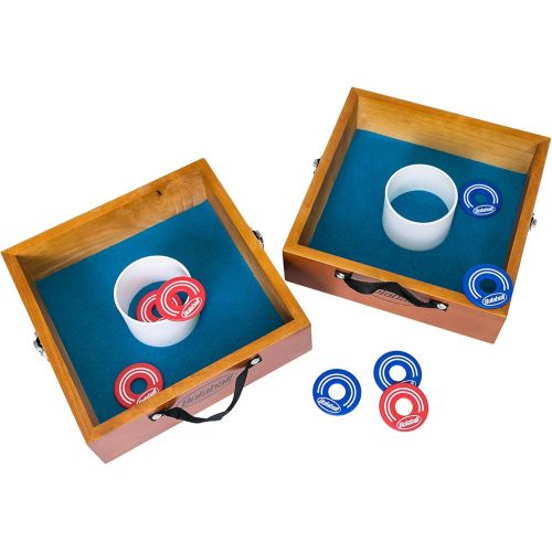  Bolaball Outdoor Washer Toss Yard Game Set Yard Games for Adults and Family Outside Backyard Lawn Game Comes with 8 Washers and 2 Solid Wood Targets