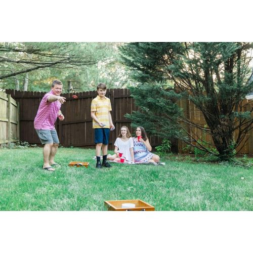  Bolaball Outdoor Washer Toss Yard Game Set Yard Games for Adults and Family Outside Backyard Lawn Game Comes with 8 Washers and 2 Solid Wood Targets