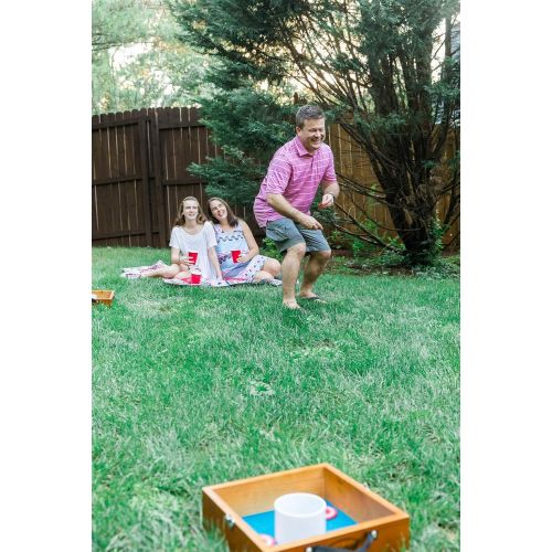  Bolaball Outdoor Washer Toss Yard Game Set Yard Games for Adults and Family Outside Backyard Lawn Game Comes with 8 Washers and 2 Solid Wood Targets