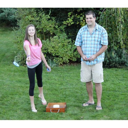  Bolaball Outdoor Washer Toss Yard Game Set Yard Games for Adults and Family Outside Backyard Lawn Game Comes with 8 Washers and 2 Solid Wood Targets