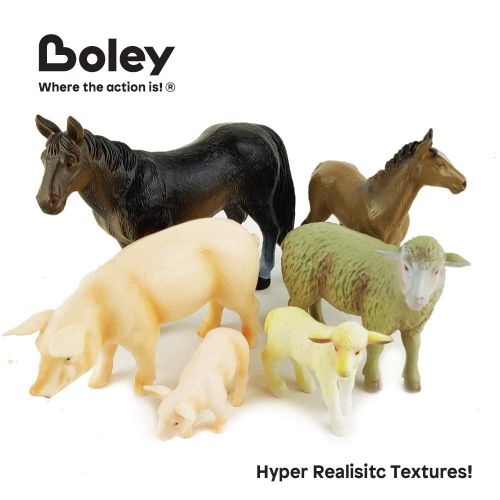  Boley 15-Piece Farm Animal Playset - with Different Varieties of Realistic Looking Farm Animals and Baby Farm Animals - Figurines Ranging from Cows, Pigs, Sheep, Ducks, Geese, Hors