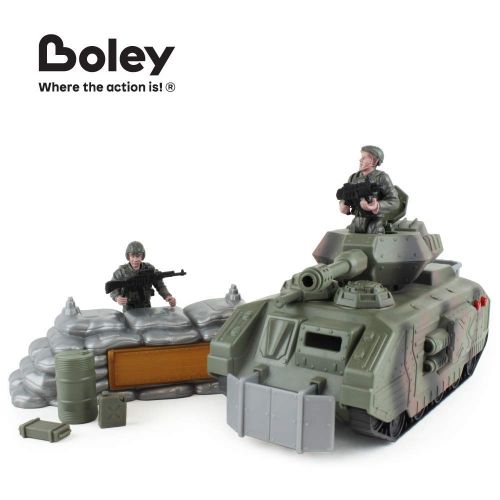  Boley WH33L5 Defender Army Tank Playset - Includes Toy Tank, Two Army Soldier Plastic Miniature Figurines, and Other Military Accessories and Gear - Pretend Play Action Set for Kid
