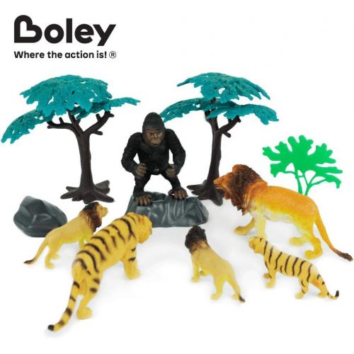  Boley 40 Piece Wild Sunny Safari Animal Bucket - Assortment of Miniature Plastic Toy Safari Animal Figurines for Kids, Children, Toddlers - Includes Elephants, Tigers, Zebras,and M
