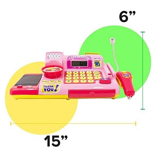  [아마존베스트]Boley Kids Toy Cash Register - Pretend Play Educational Toy for Kids, Children, Toddlers - Cash Register with Electronic Sounds, Play Money, Grocery Toys, Working Calculator, and M