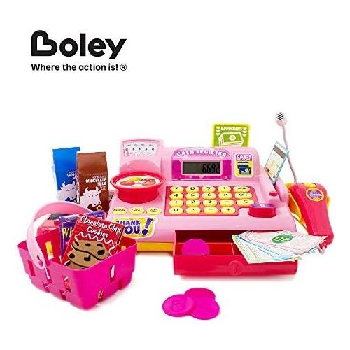  [아마존베스트]Boley Kids Toy Cash Register - Pretend Play Educational Toy for Kids, Children, Toddlers - Cash Register with Electronic Sounds, Play Money, Grocery Toys, Working Calculator, and M
