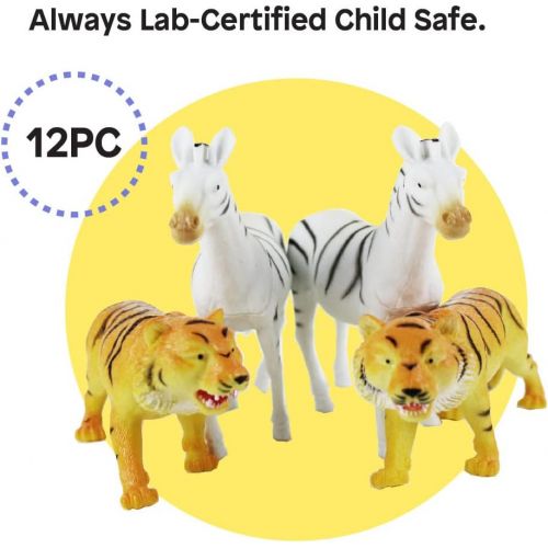  Boley 12 Piece Jumbo Safari Animals - 9 Jungle Animals and Zoo Animals - Great Educational Toy for Kids, Toddlers, Children Or Party Favor!