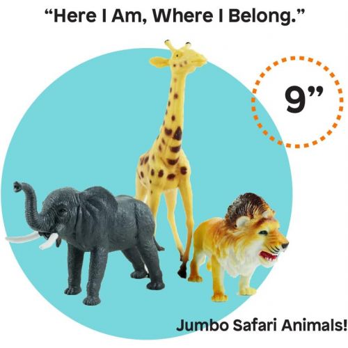  Boley 12 Piece Jumbo Safari Animals - 9 Jungle Animals and Zoo Animals - Great Educational Toy for Kids, Toddlers, Children Or Party Favor!